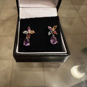 Multi gems earrings 14k